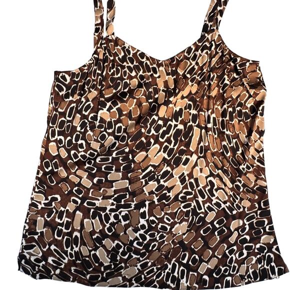 Chico's Silk Animal Print Sheer Tunic Shirt & Tank Boho Set Women XL Brown Black - Picture 9 of 14